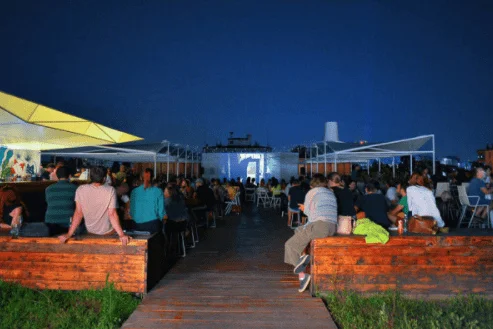 Smart projector paint pro used to create outdoor cinema